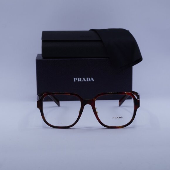 Prada PRB07VD 22A1O1 Square Eyeglasses - Poppy Tortoise/Bordeaux 56mm - Picture 2 of 9